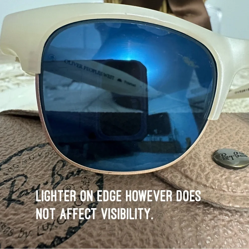 Oliver Peoples Sunglasses Hobson White Blue Mirror Polarized Unisex READ GUC